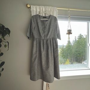 Roolee Gray textured button front midi dress